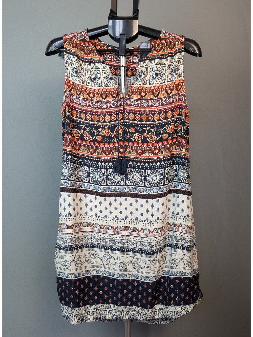 Boho Festival Vibes | Beach Lunch Lounge Batik Tribal Shift Dress M